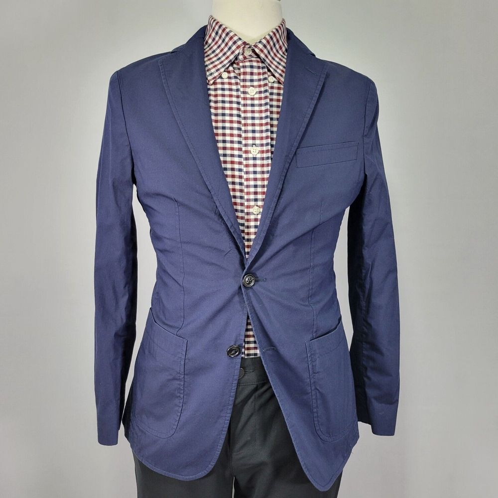 Crosby Howard REDA Men's‎ Sport Coat Blazer Two Button Navy Blue Cotton SMALL